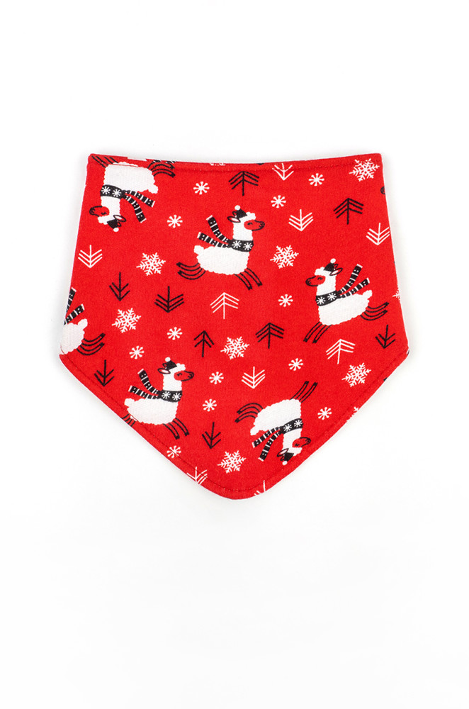 315681 Слинявчик-бандана "Christmas llama", з непромокаючою вставкою , двонитка з начосом 0-6 міс