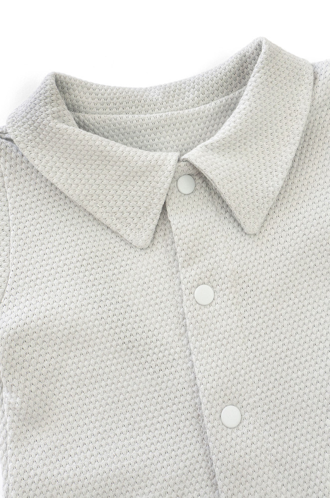 Baby Boy Bodysuit Shirt with Buttons in Textured Cotton