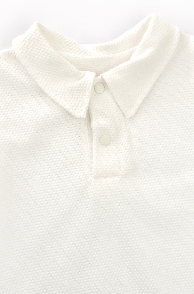 Solid Color Baby Boy Polo Bodysuit Textured Fabric