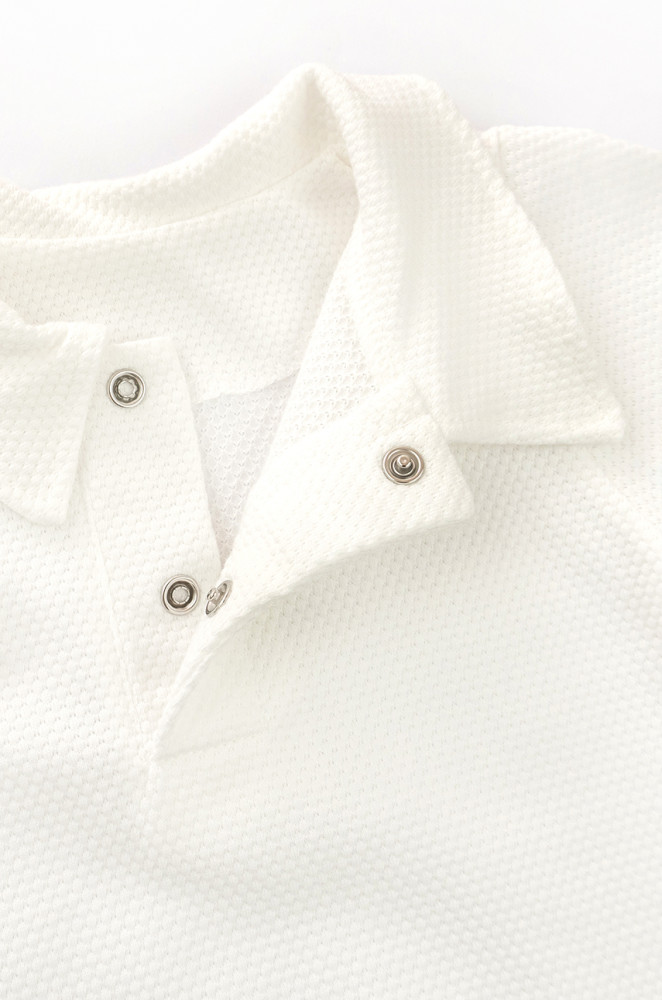 Solid Color Baby Boy Polo Bodysuit Textured Fabric