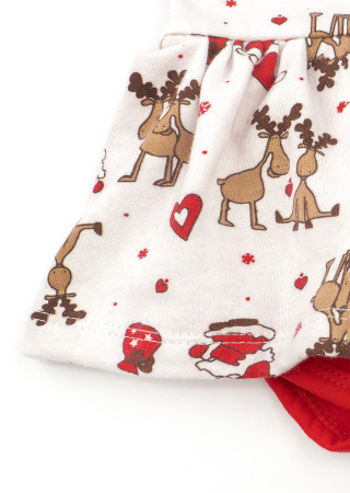 Baby bodysuit dress and bow headband Christmas reindeer