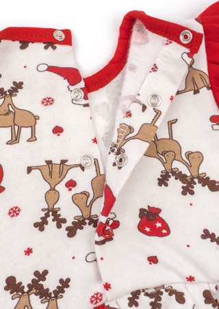Baby bodysuit dress and bow headband Christmas reindeer