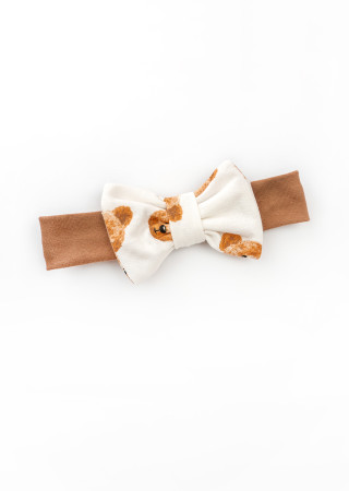 Ciepła sukienka-body dla dziewczynki Girl Bears z nadrukiem misia i pasującą opaską