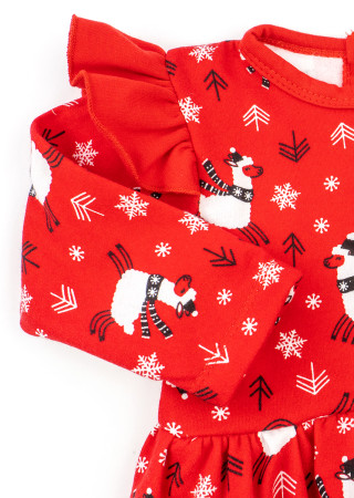 Świąteczna sukienka-body Christmas Llama dla dziewczynki – ciepła i wygodna na zimę