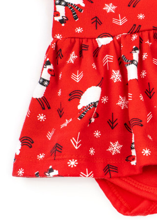 Świąteczna sukienka-body Christmas Llama dla dziewczynki – ciepła i wygodna na zimę