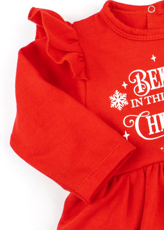 Solid Holiday Bodysuit Dress with Believe Headband