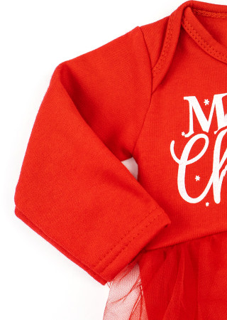 Merry Christmas Tutu Bodysuit Dress for Baby Girls with Headband