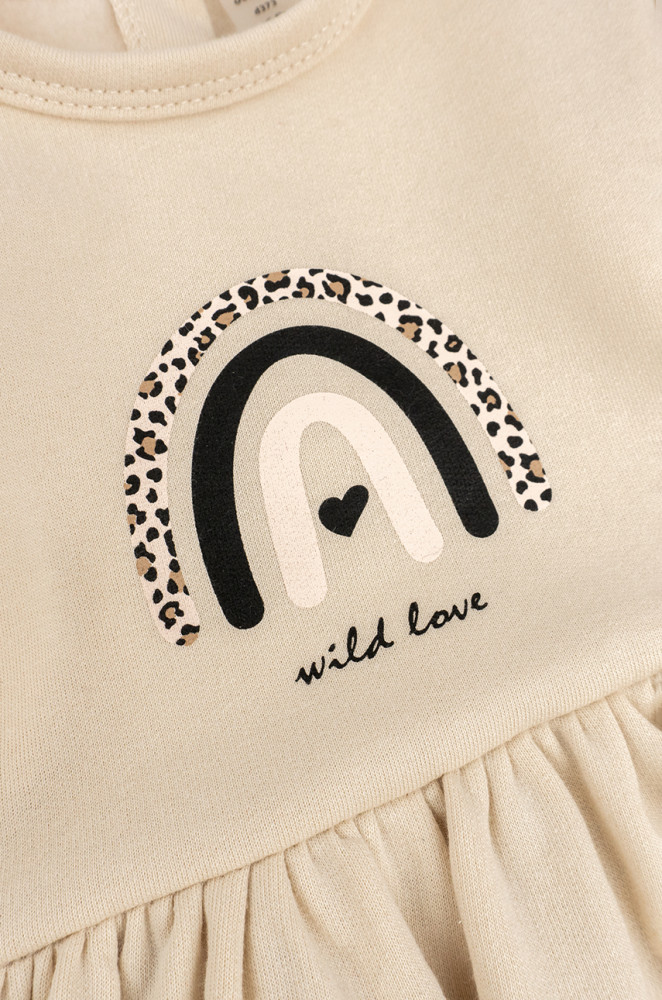 Baby Girl Long Sleeve Bodysuit Dress – Rainbow Print Leo