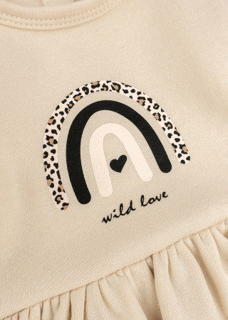 Bodysuit Dress for Girls with Long Sleeves – Rainbow Leo Print