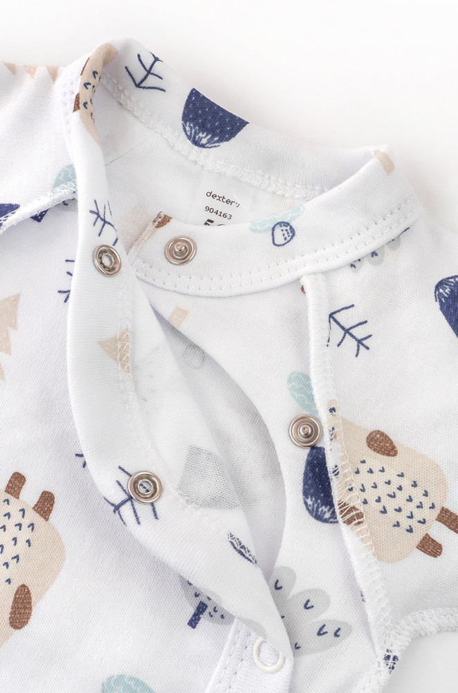 Long Sleeve Baby Bodysuit with External Seams and Snap Closures