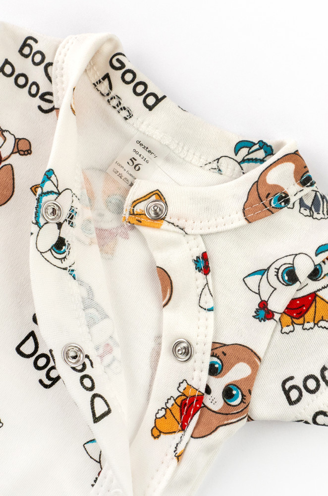 Baby Bodysuit Cute Dogs Short Sleeve Full Snap