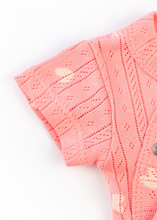 Newborn Baby Girl Bodysuit Pink Hearts Short Sleeve