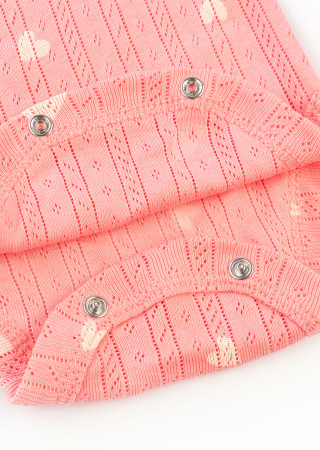 Newborn Baby Girl Bodysuit Pink Hearts Short Sleeve