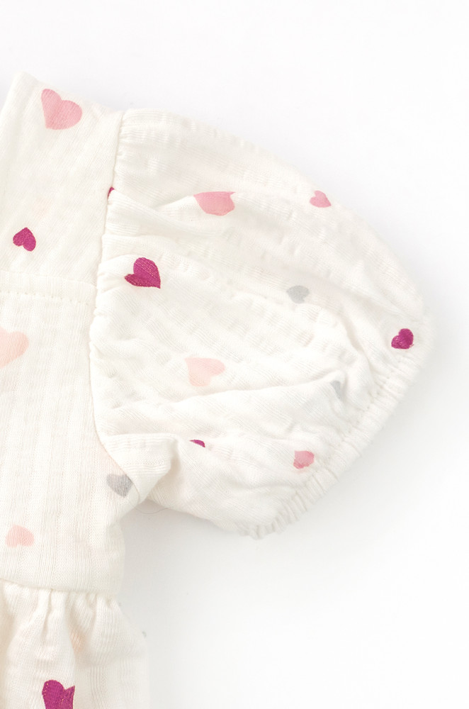 Baby Girl Summer Bodysuit Dress with Headband Hearts