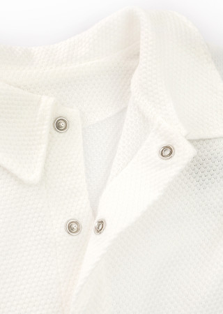 Kids short sleeve bodysuit shirt with full snap buttons