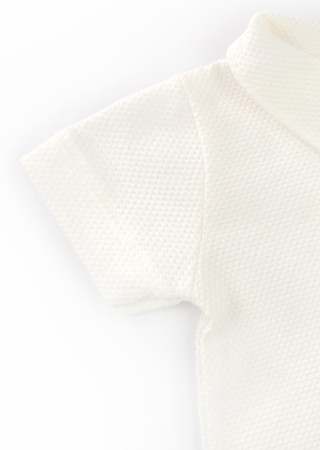 Kids short sleeve bodysuit shirt with full snap buttons