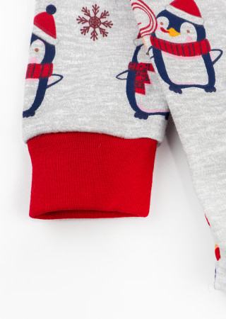 Детский бодик из утепленной ткани с принтом пингвины