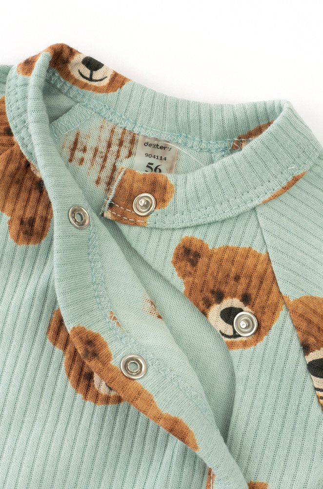 Newborn bodysuit with long sleeves and diagonal snap Cute bear