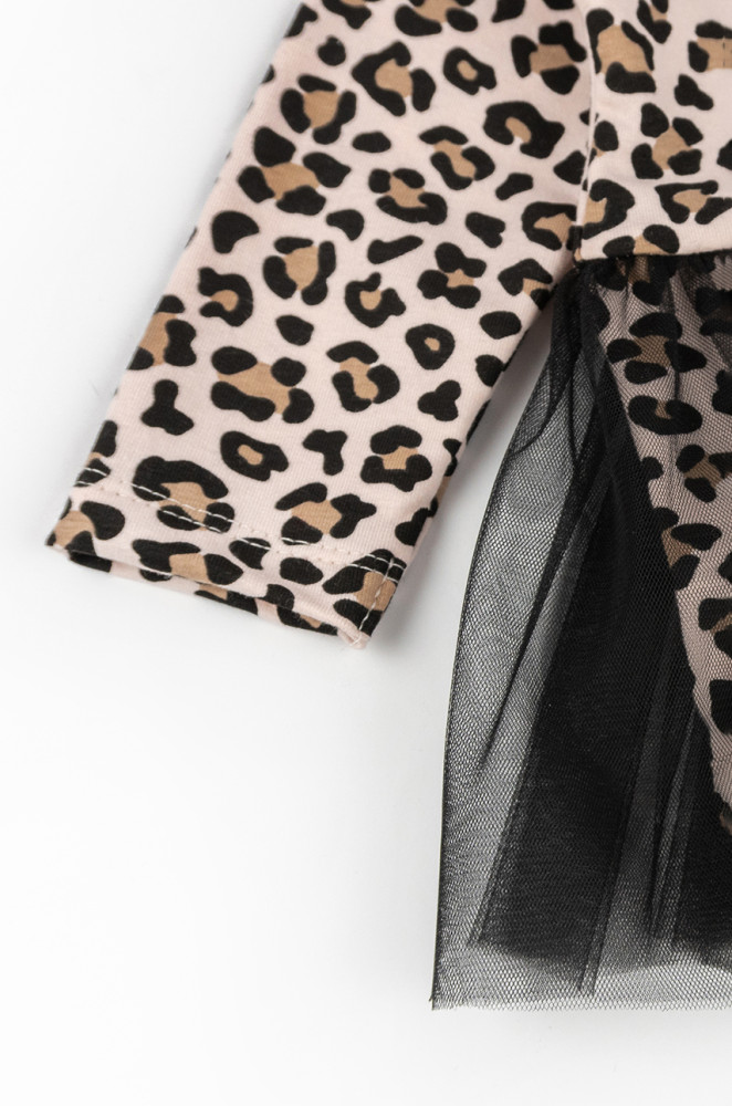 Baby Girl Bodysuit Dress with Tulle Skirt and Headband Leo