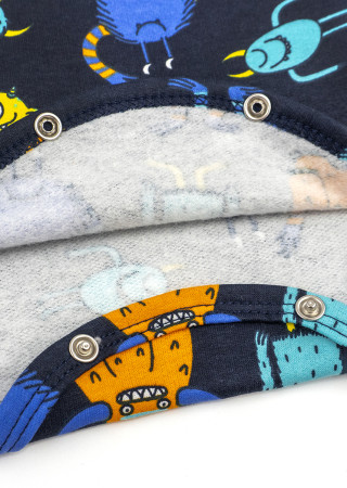Warm Cotton Bodysuit for Boys with Monsters Print