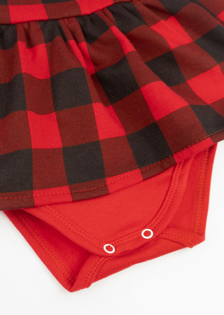 Plaid Bodysuit Dress with Headband