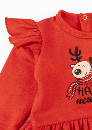 Боди-платье новогоднее с повязкой для девочки — 100% хлопок, тёплая ткань