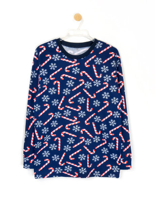 Мужская тёплая пижама с новогодним принтом леденцов Candy