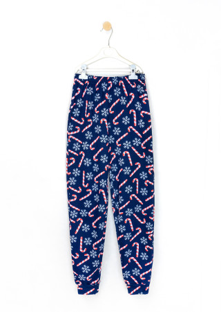 Мужская тёплая пижама с новогодним принтом леденцов Candy