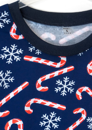 Мужская тёплая пижама с новогодним принтом леденцов Candy