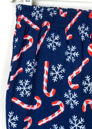 Мужская тёплая пижама с новогодним принтом леденцов Candy