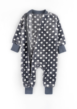 Ciepły puszysty kombinezon w groszki dla dzieci