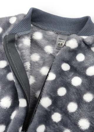 Ciepły puszysty kombinezon w groszki dla dzieci