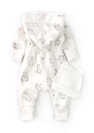 Kombinezon dziecięcy Savi z trzy-nitkowej dzianiny z czapką w zestawie