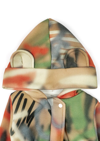 Graffiti Baby Romper with Zipper, Hood, and Hat