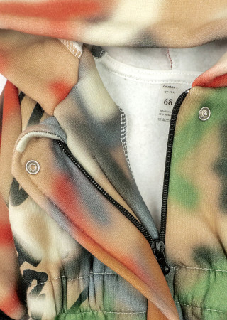 Graffiti Baby Romper with Zipper, Hood, and Hat