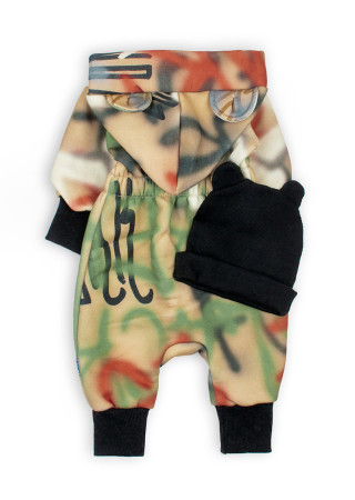 Graffiti Baby Romper with Zipper, Hood, and Hat