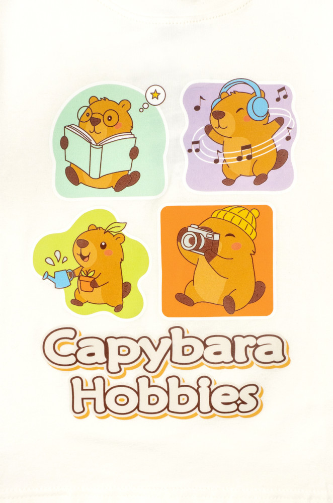 Детская футболка с принтом Capybara Hobbies из кулира