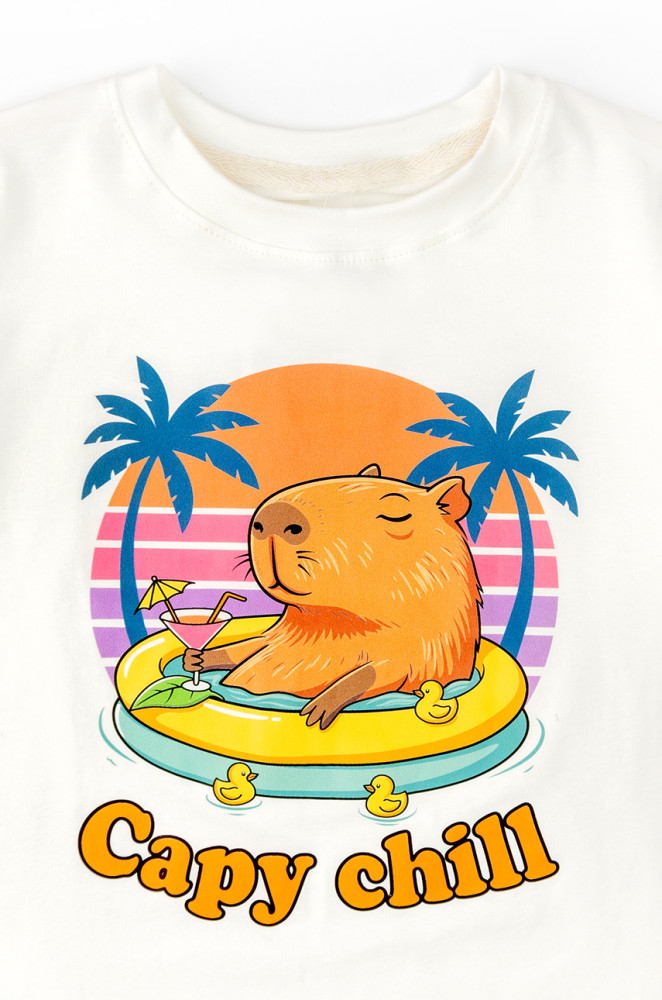Dziecięca koszulka letnia Capybara Chill z bawełny