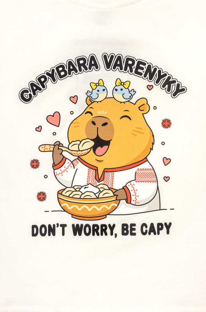 Kids T-shirt Capybara Varenyky Print Interlock Cotton