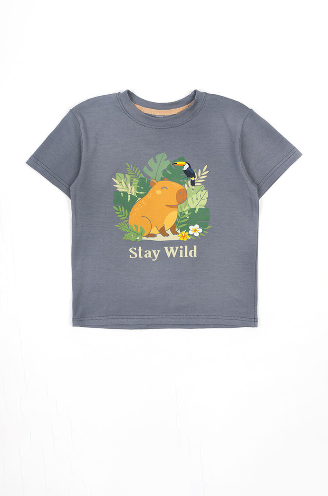 Kids Jersey T-shirt with Capybara Wild Print