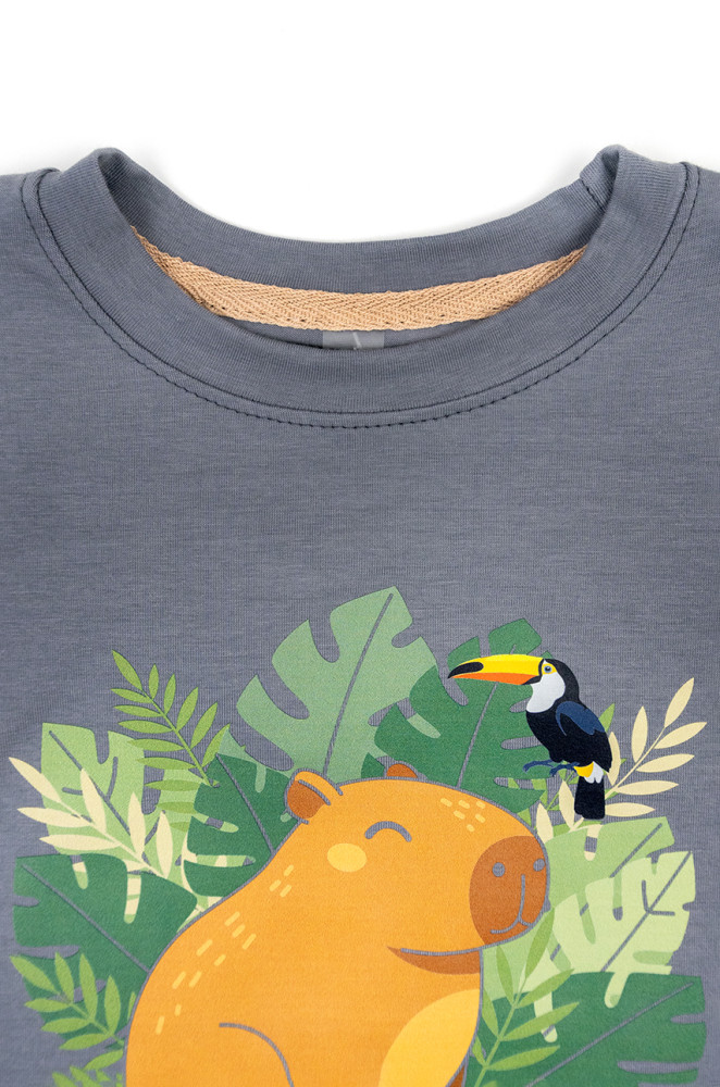 Kids Jersey T-shirt with Capybara Wild Print