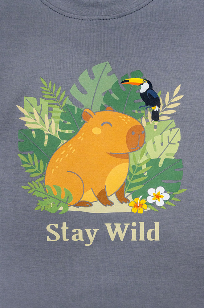 Kids Jersey T-shirt with Capybara Wild Print