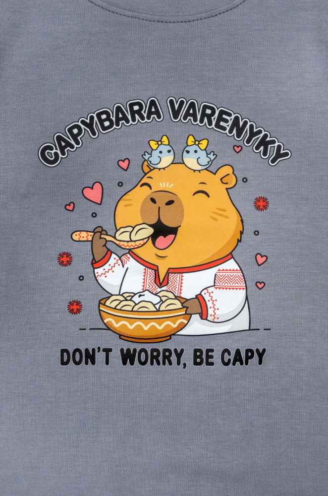 Kids T-shirt with Capybara Varenyky Print