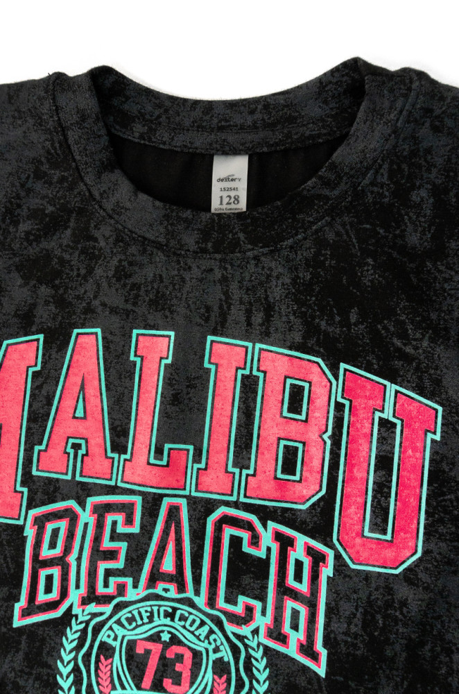 Детская мраморная футболка с принтом MALIBU