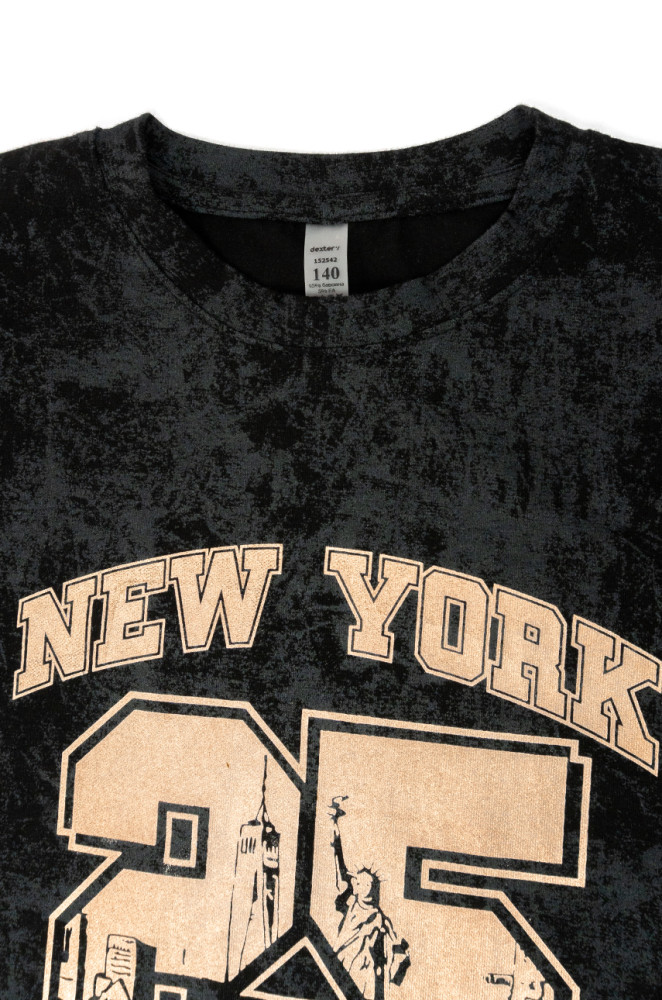 Koszulka dziecięca z nadrukiem NEW YORK ze stretch kuliru