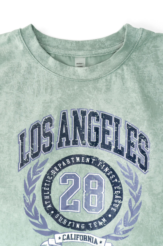 Dziecięca koszulka z nadrukiem Los Angeles z marmurkowej tkaniny