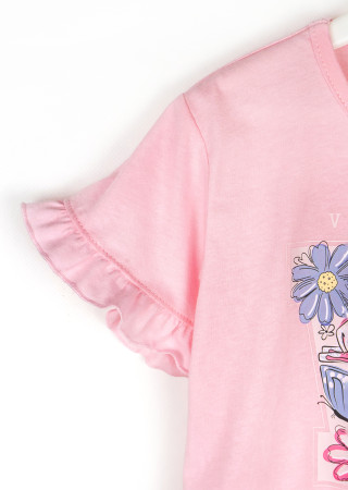 Футболка для девочки с принтом и рюшами