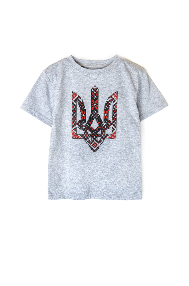 Boys Cotton T-shirt with Ukrainian Tryzub Print