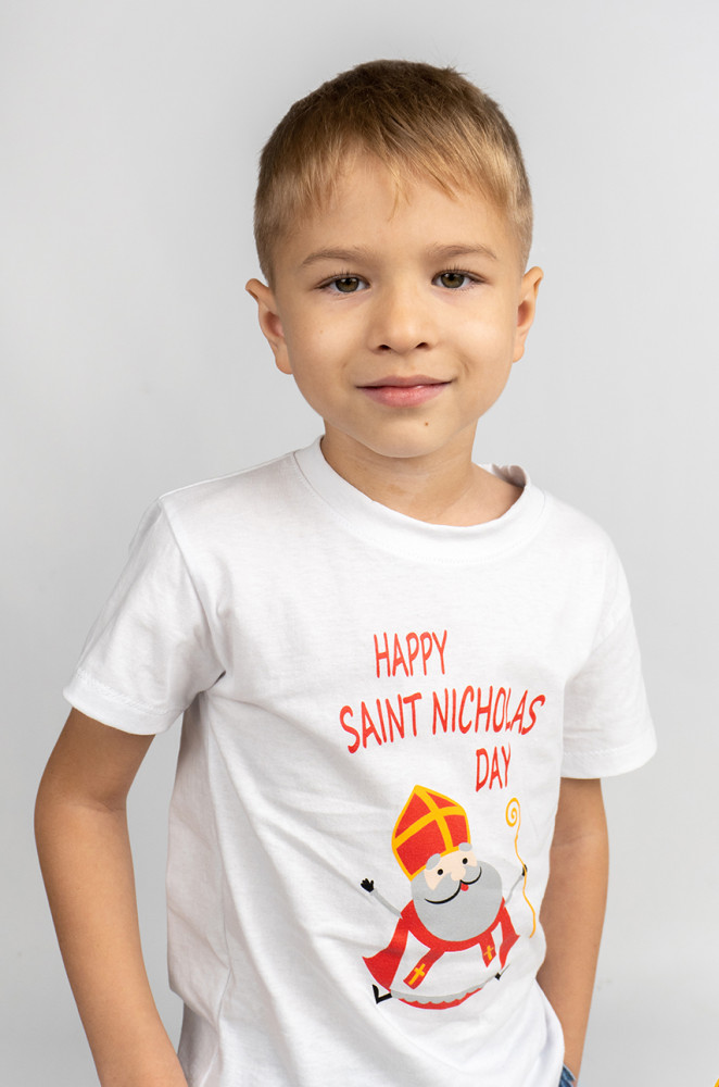 Dziecięca koszulka świąteczna z nadrukiem Saint Nicholas