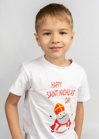 Dziecięca koszulka świąteczna z nadrukiem Saint Nicholas